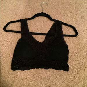 Lace Trim Black Bralette
